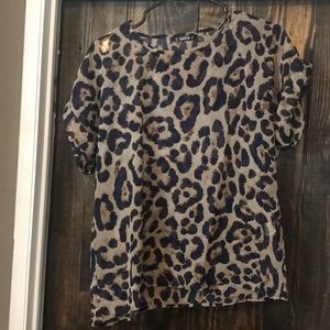 Shein navy and brown leopard shirt